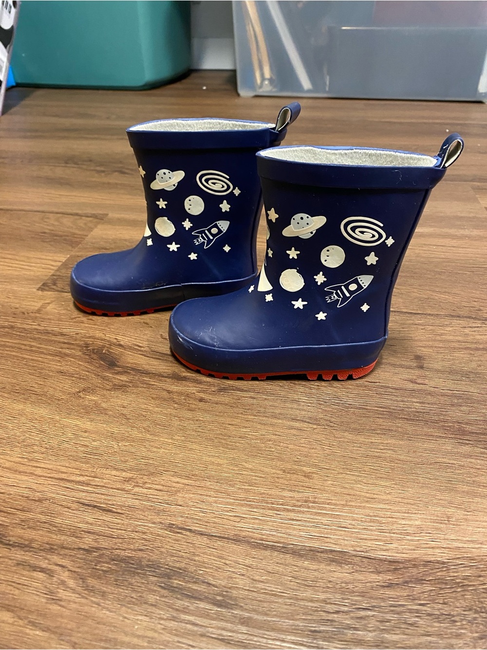 Mango Kids Color Changing Navy Space Rain Boots with Red Soles EU 22 / US 6.5